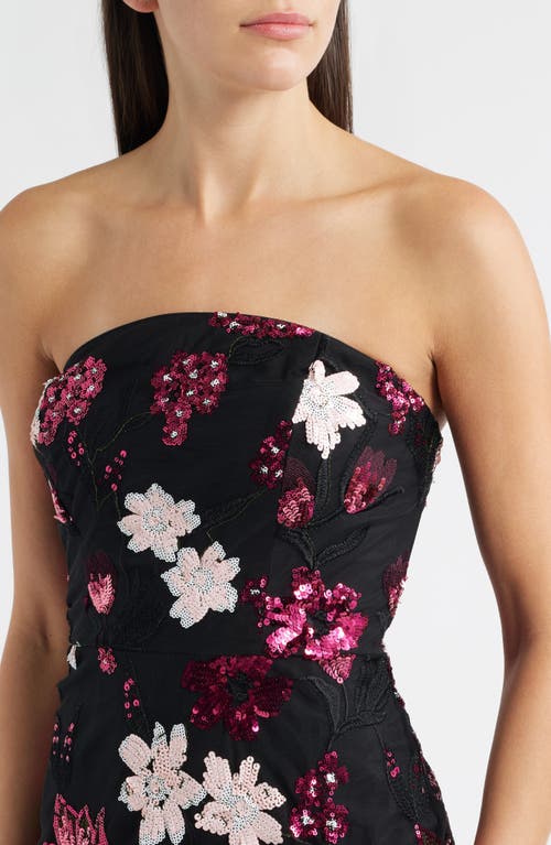Sam Edelman Floral Sequin Strapless Midi Dress In Multi