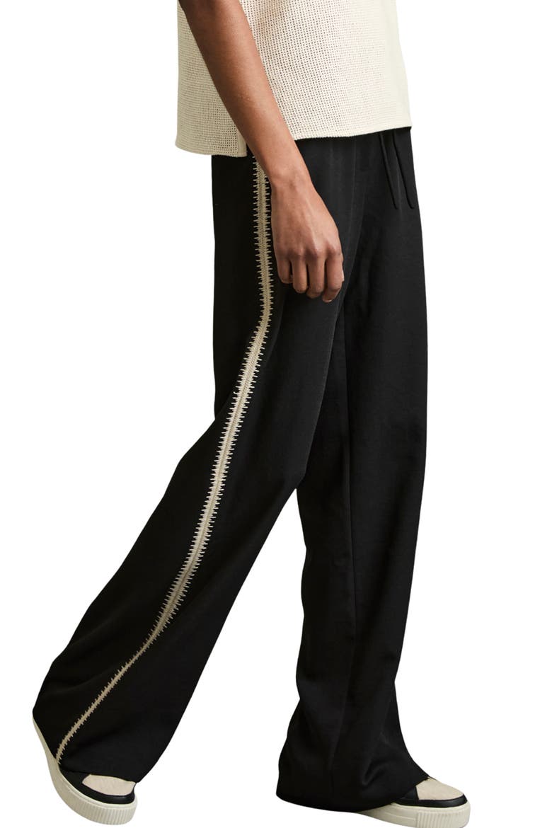 Inaya Drawstring Straight Leg Pants, Main, color, BLACK