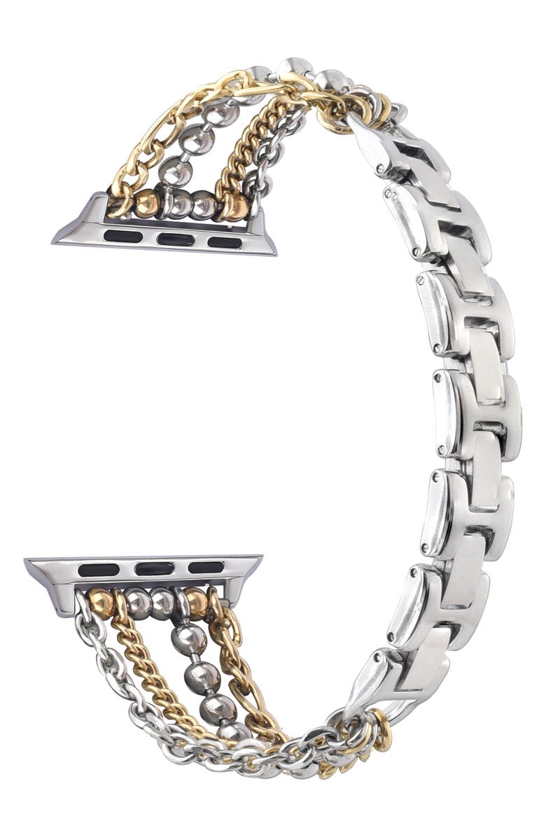 The Posh Tech Olivia Apple Watch<sup>®</sup> Bracelet Watchband, Alternate, color, Silver/ Gold