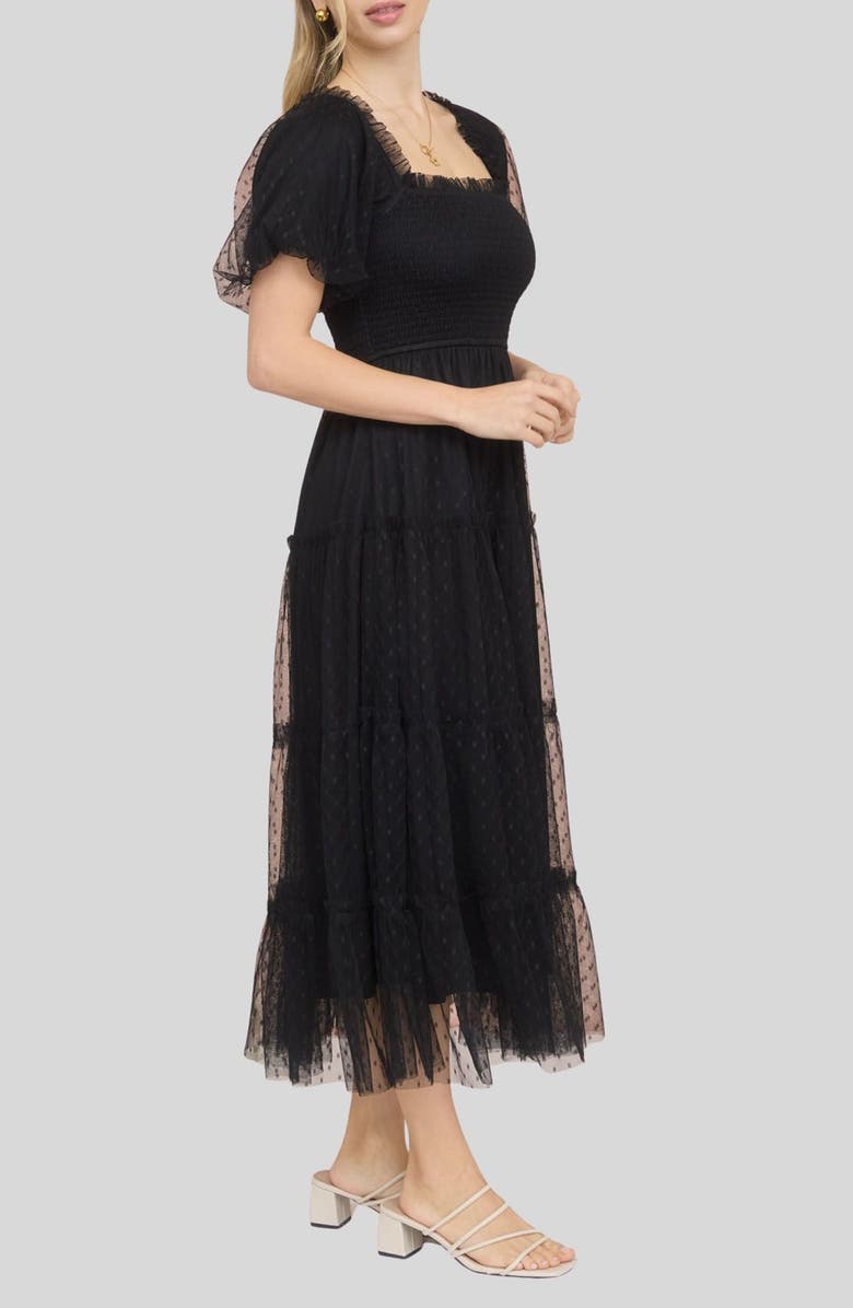 Blu Pepper Puff Sleeve Midi Dress, Alternate, color, 
