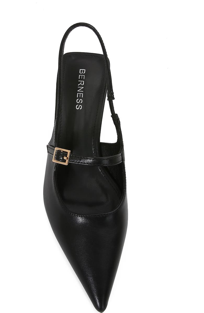BERNESS Corrie Pointed Toe Buckle Slingback Kitten Heel Pump, Alternate, color, Black