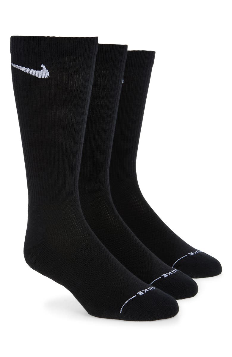 Nike Everyday Elevated Assorted 3-Pack Dri-FIT Cotton Blend Crew Socks, Main, color, Black