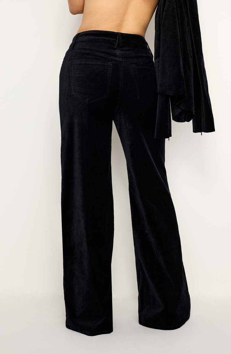 Good American Good Skate High Waist Velvet Wide Leg Pants, Alternate, color, Black001