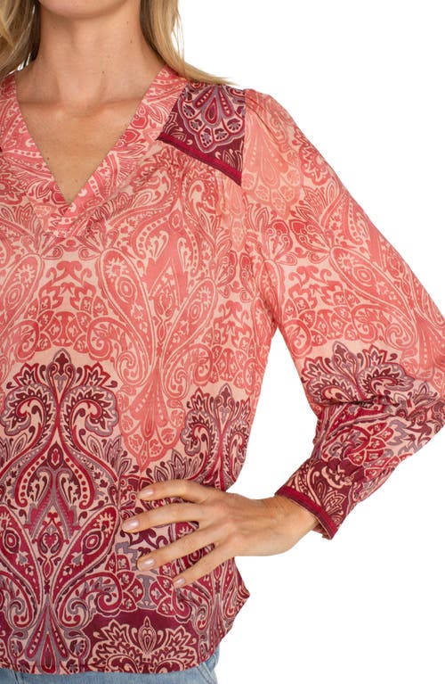 Liverpool Los Angeles Paisley Relaxed V-neck Top In Mauve Ombre Paisley