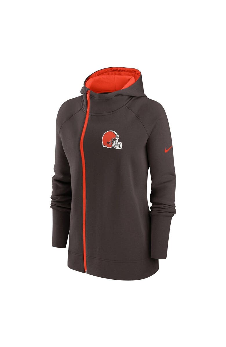 Nike Women's Nike  Brown Cleveland Browns Asymmetrical Raglan Full-Zip Hoodie, Alternate, color, Brown