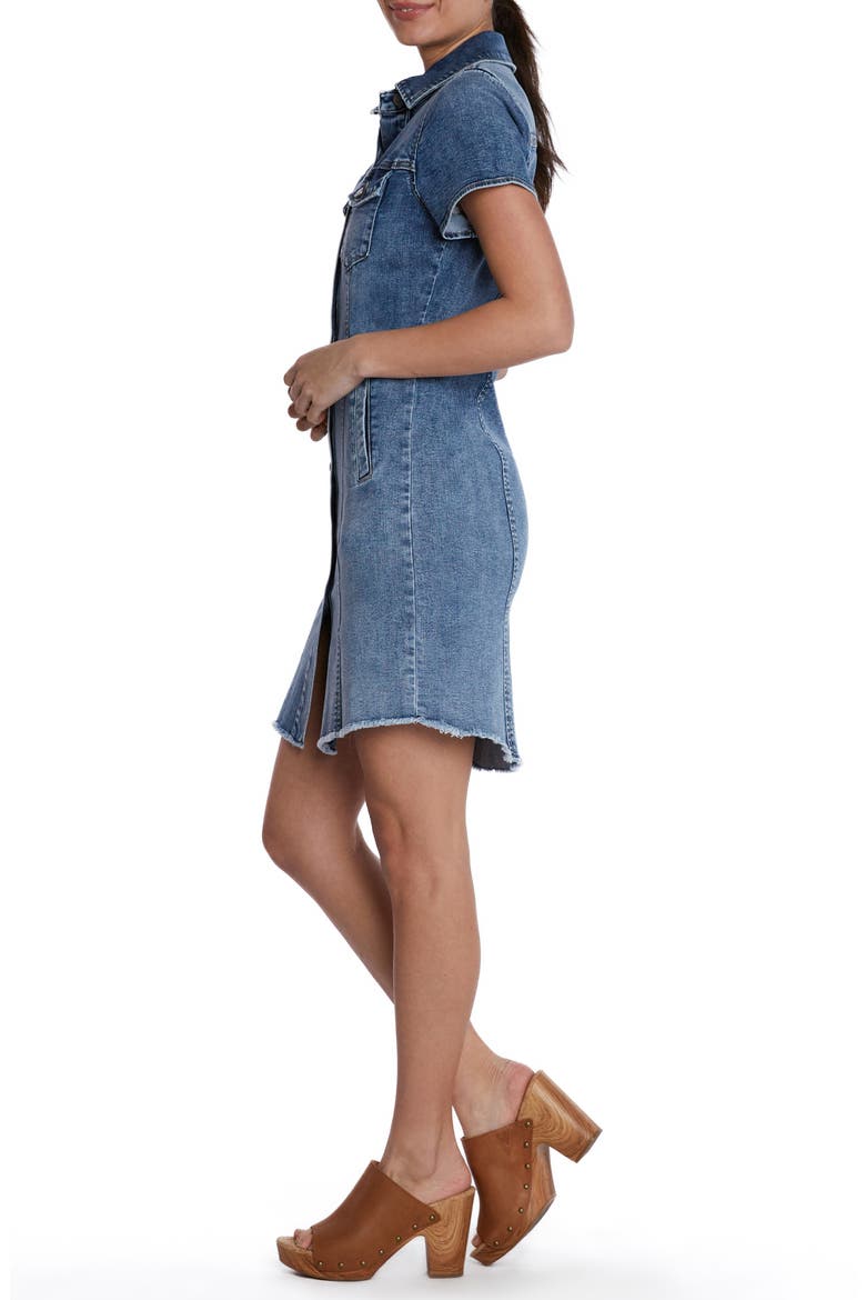 Fray Hem Denim Dress, Alternate, color, POLAR BLUE