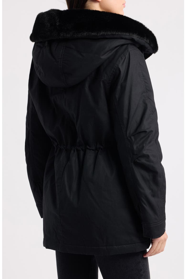 Faux Fur Lined Hood Cotton Anorak, Alternate, color, BLACK