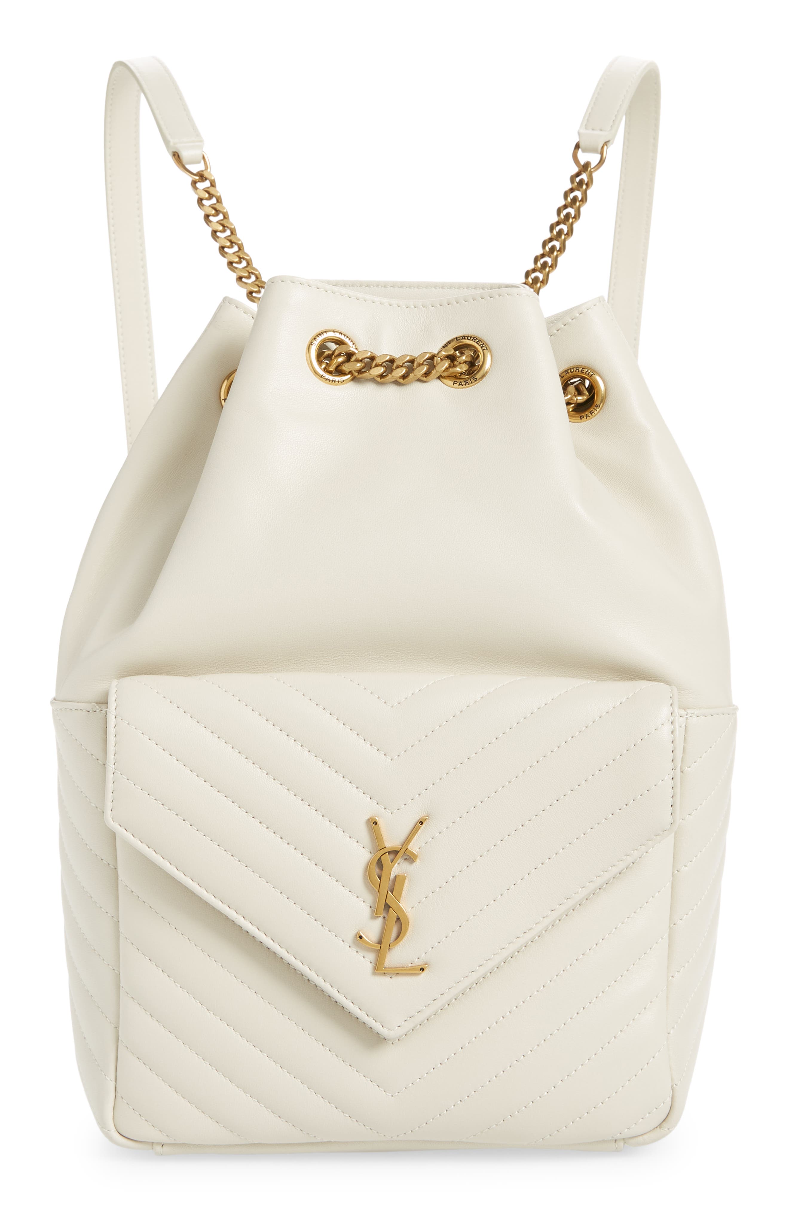 Joe Monogram Matelassé Leather Backpack, Main, color, 9207 CREMA SOFT