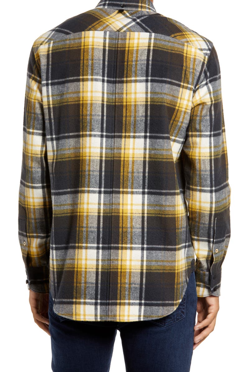 rag & bone Tomlin Fit 2 Plaid Flannel Button-Down Shirt, Alternate, color, Blckyllw