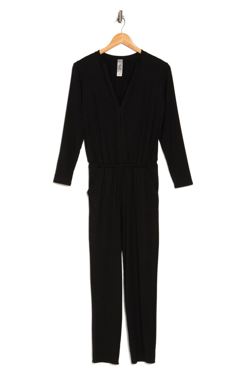 GO COUTURE Split Neck Long Sleeve Jumpsuit, Alternate, color,