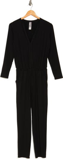 Split Neck Long Sleeve Jumpsuit