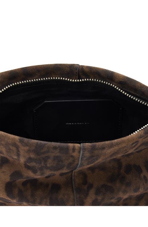 Allsaints Hex Leopard Suede East/west Pouch In Brown