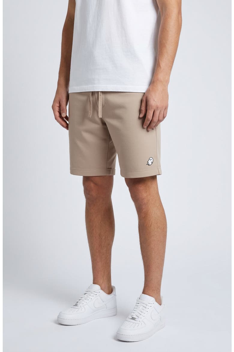 Mens Ghost Relaxed Fleece Sweat Elastic Shorts, Alternate, color, Tan