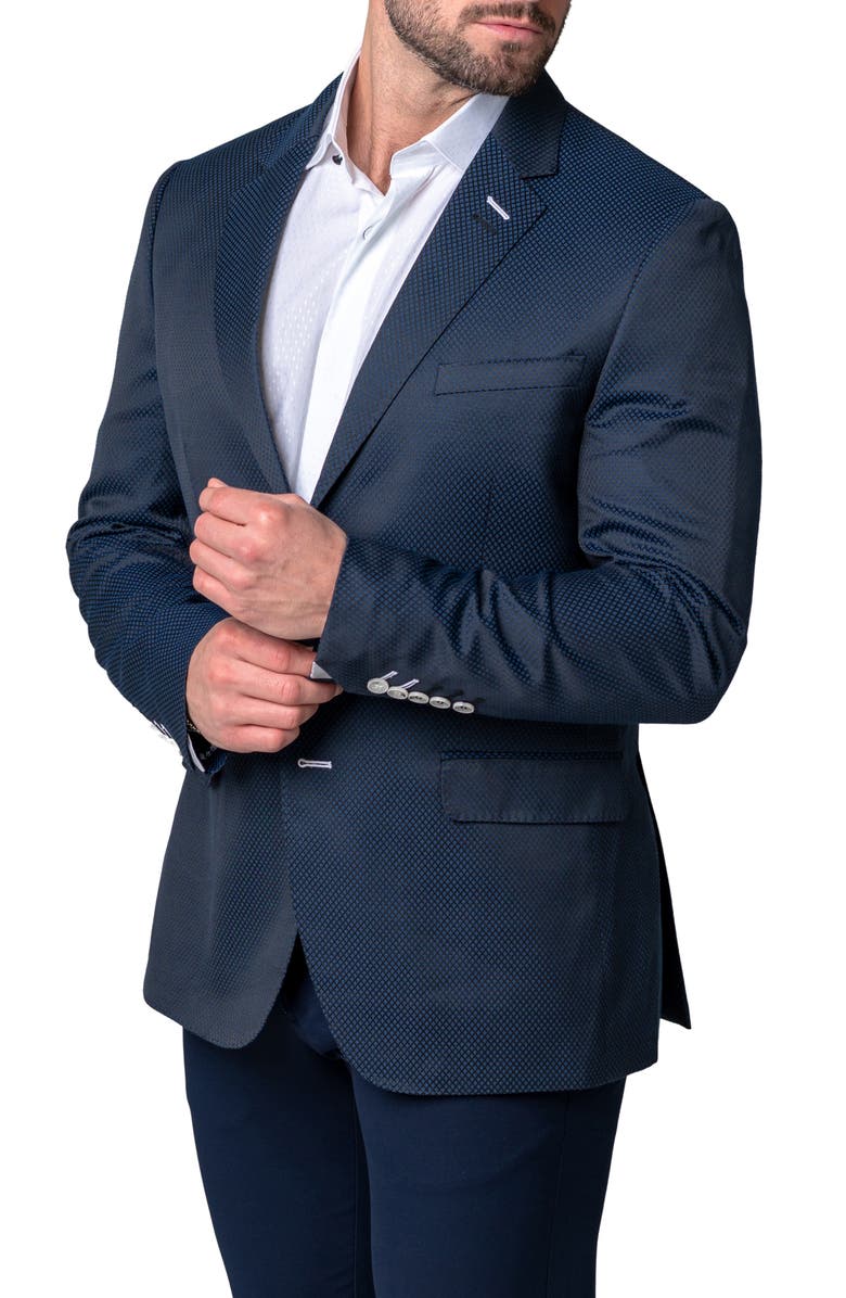 Maceoo Socrates Ponton Blue Geo Pattern Sport Coat, Alternate, color, Blue