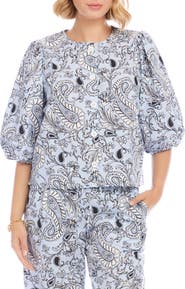 Karen Kane Puff Sleeve Button-Up Top