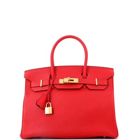 Birkin Handbag Red Epsom with Gold Hardware 30