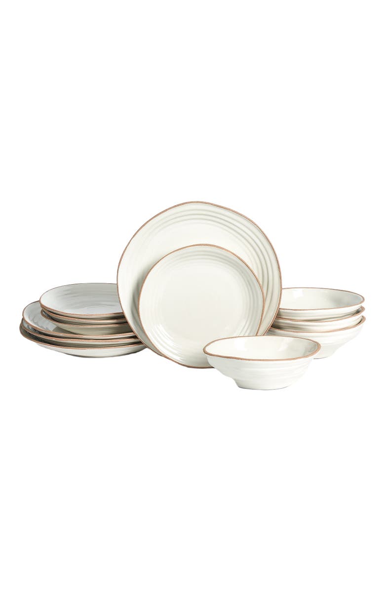 Stone Lain Nami Stoneware 12-Piece Dinnerware Set, Main, color, White