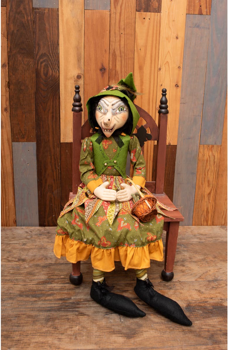 Gallerie II Gwinette Witch Joe Spencer Gathered Traditions Halloween Art Doll Figure, Alternate, color, Green