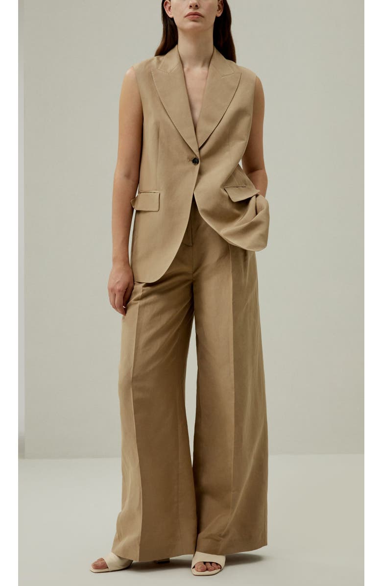 Lilysilk Women's Single Button Sleeveless Lapel Blazer, Alternate, color, Oak