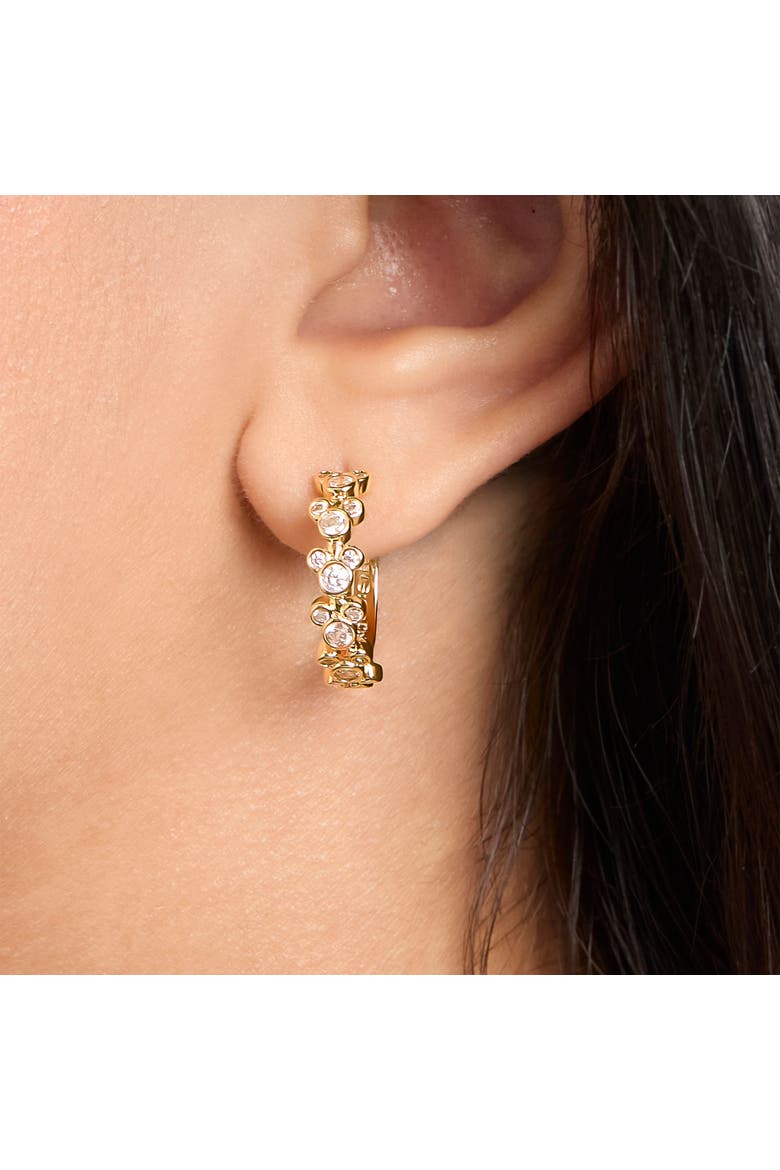 Mickey Mouse Endless Hoop Earrings, Alternate, color, Gold Tone