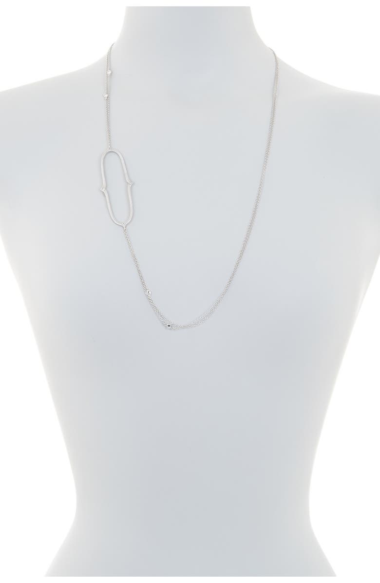 FREIDA ROTHMAN Sterling Silver CZ Oval Pointe Long Necklace, Main, color,