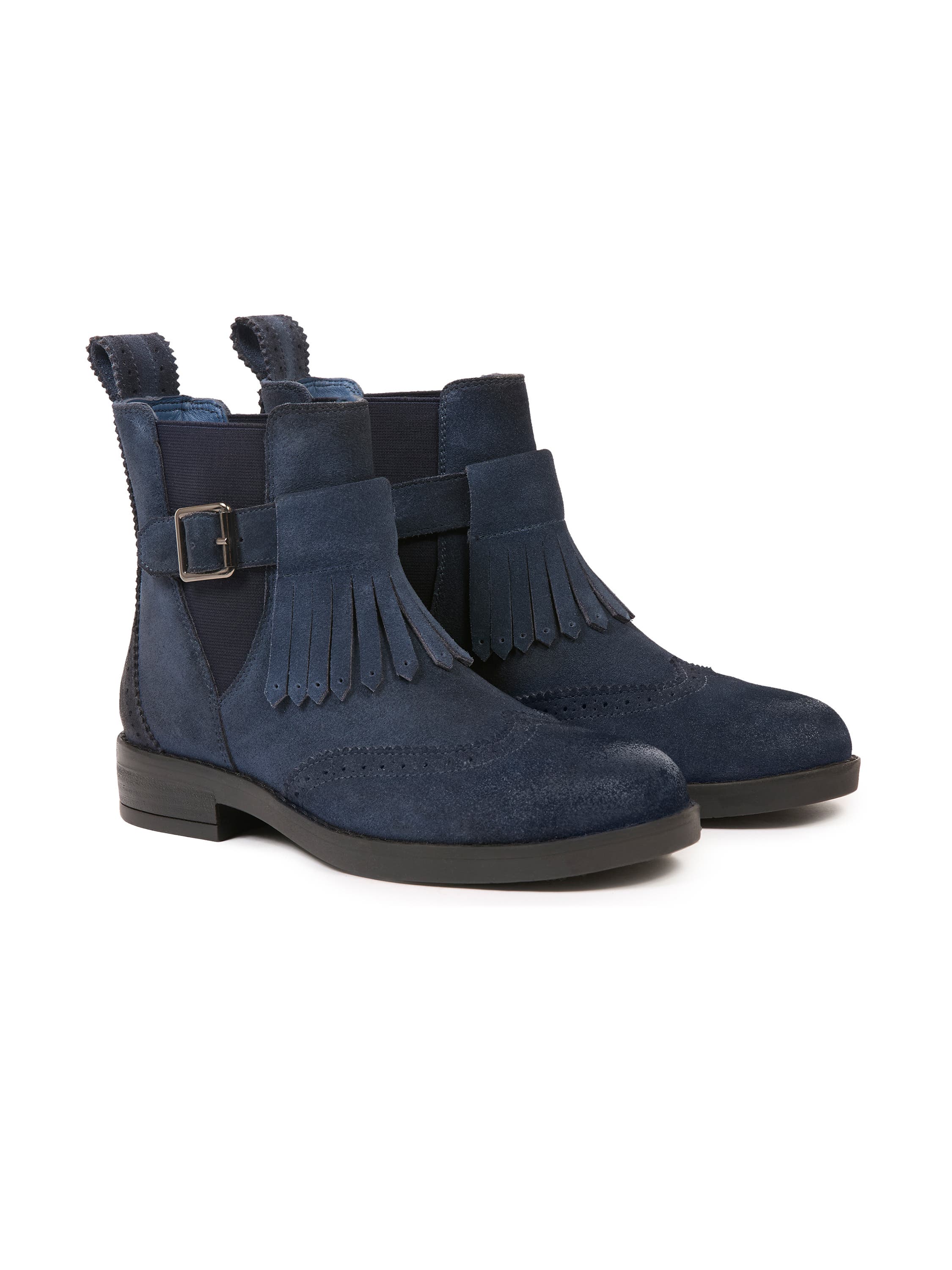 Brogue Strap Chelsea Boot, Main, color, NAVY