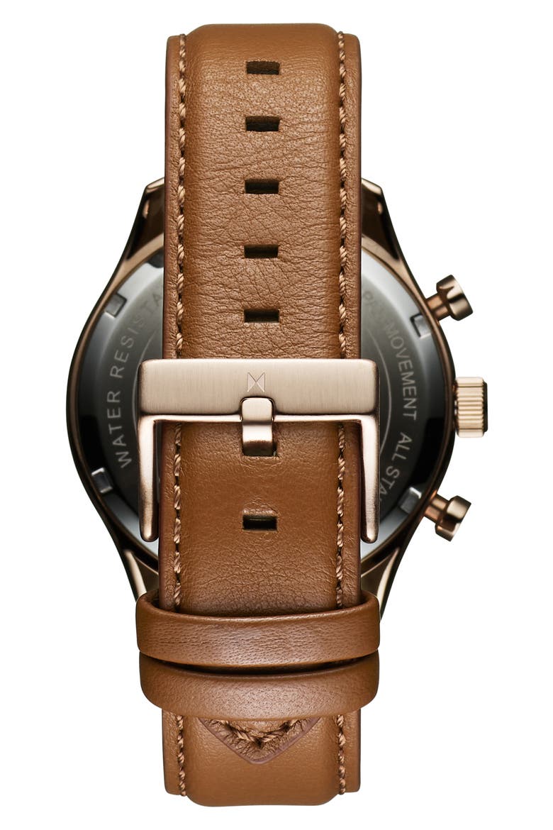 Airhawk Chronograph Leather Strap Watch, 42mm, Alternate, color, BROWN