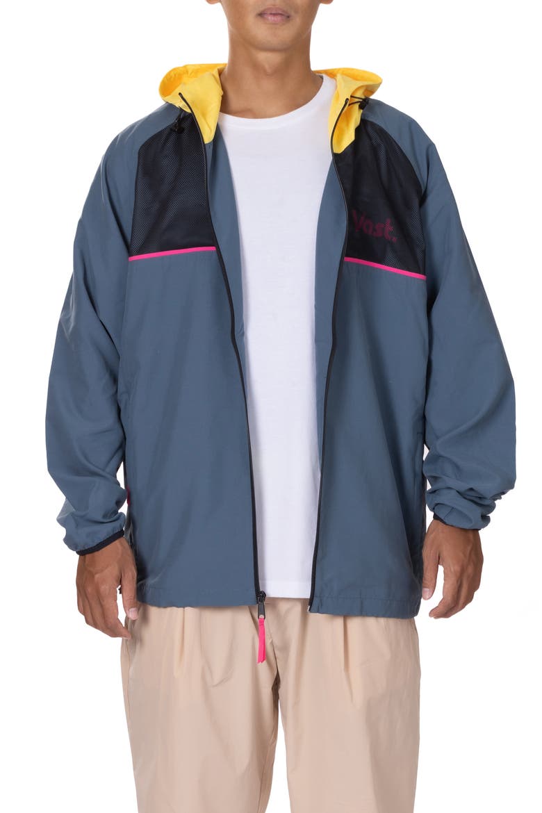 Packable Water Repellent Windbreaker, Main, color, STEEL BLUE