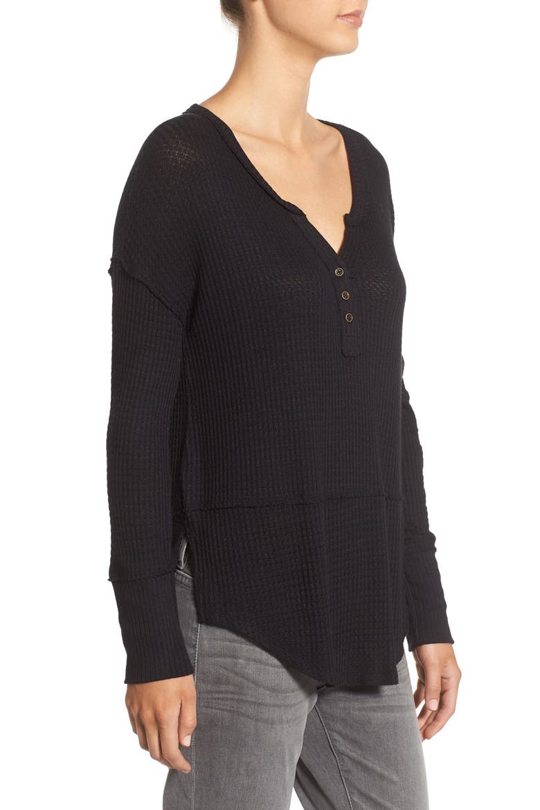 Thermal Henley Top, Alternate, color, BLACK