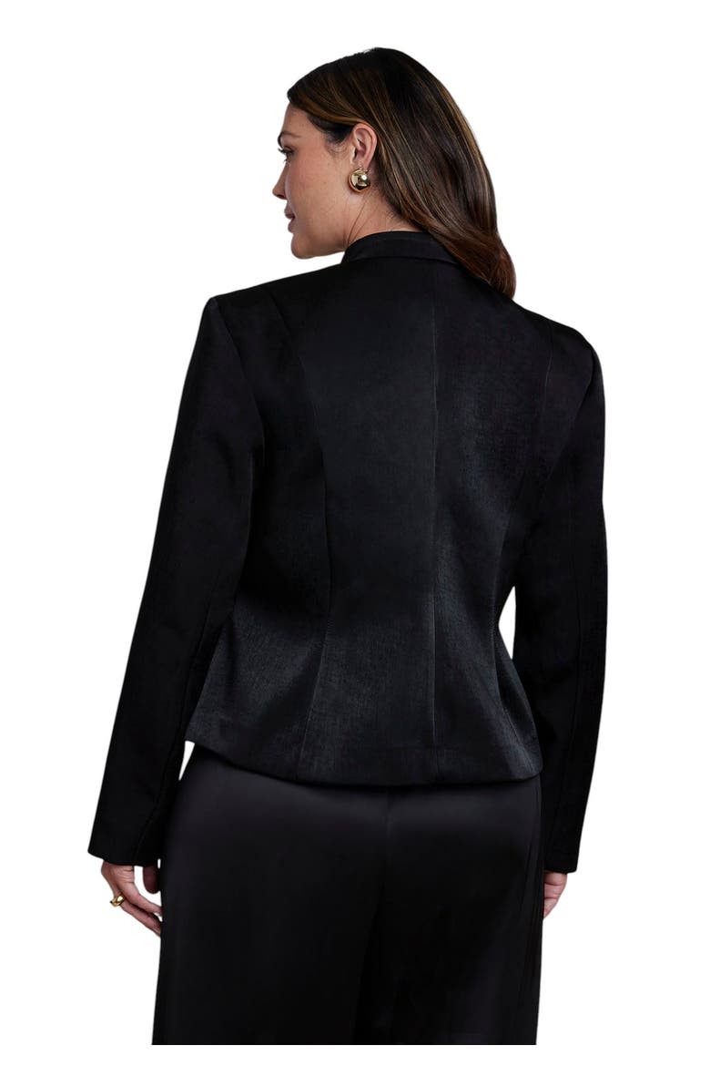 Fitted Satin Jacket (plus), Alternate, color, BLACK ONYX