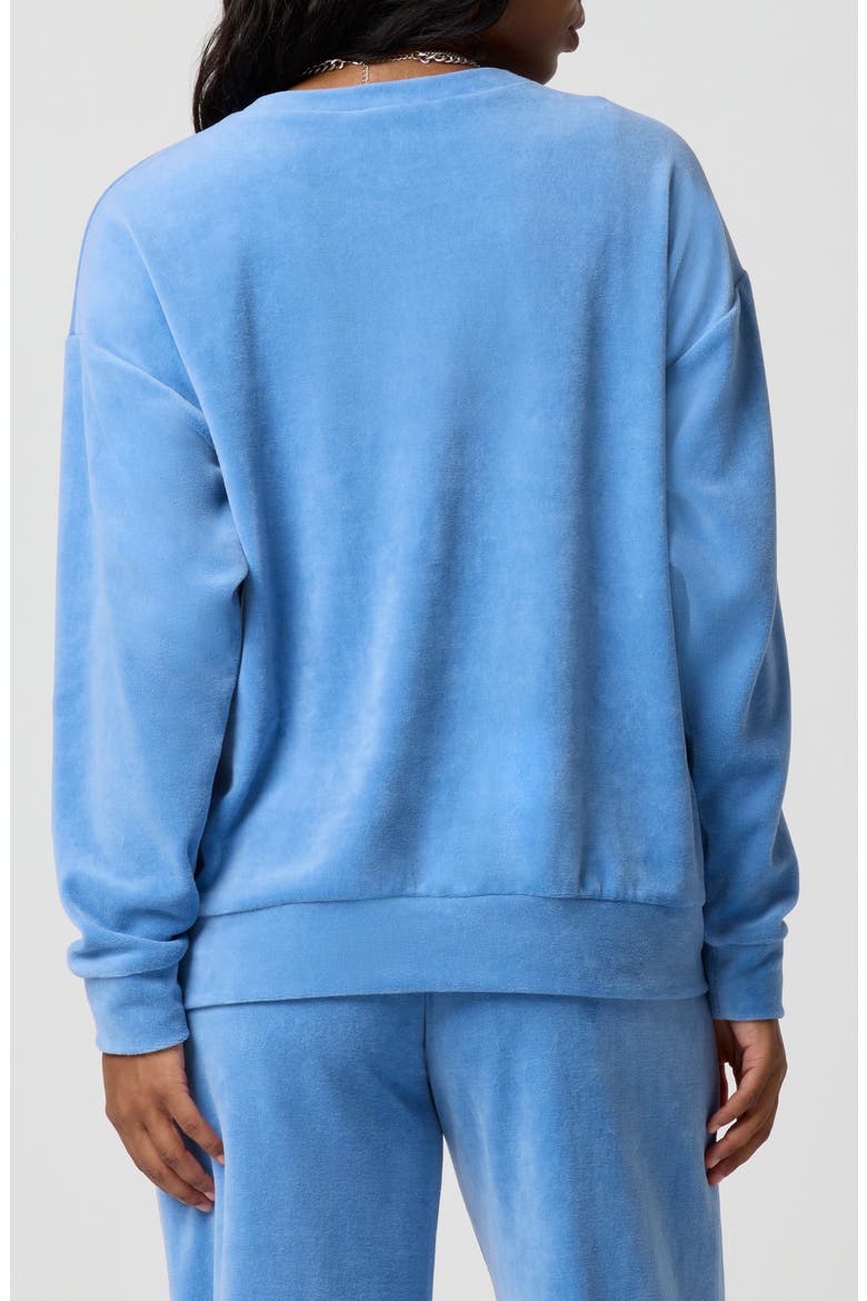 Crewneck Velour Sweatshirt, Alternate, color, VINTAGE BLUE