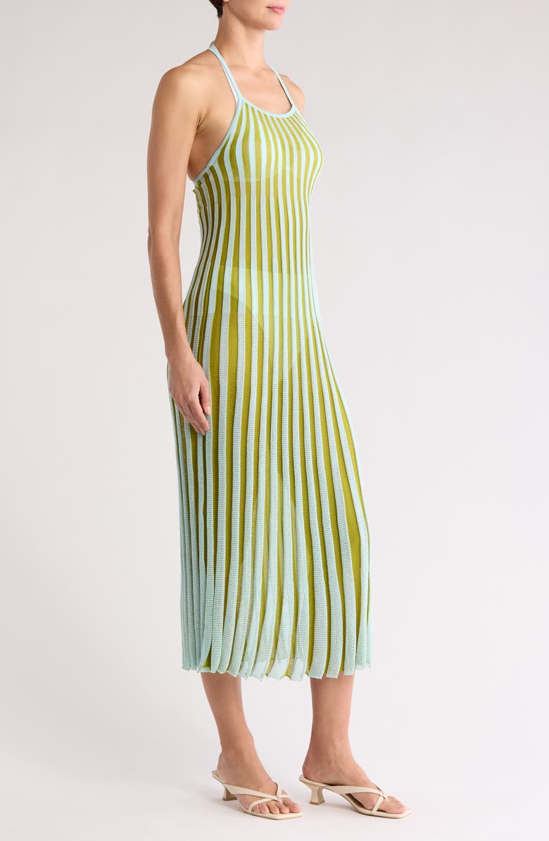 Solid & Striped The Kaylee Rib Cover-Up Dress, Alternate, color, Sky / Chartreuse Stripe