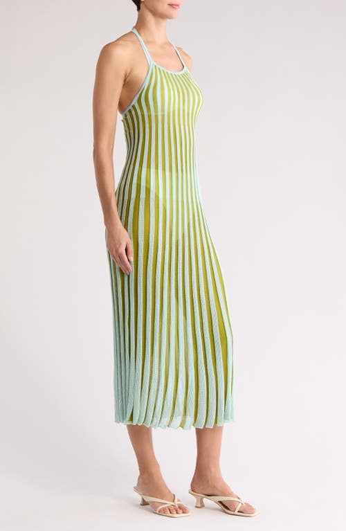 Solid & Striped The Kaylee Rib Cover-up Dress In Sky/chartreuse Stripe