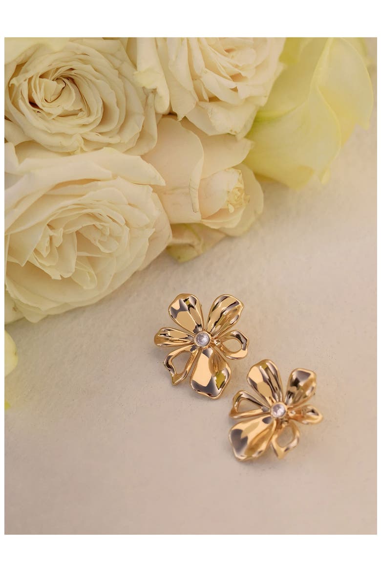 Petals Stud Earrings, Alternate, color, GOLD