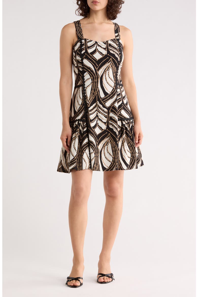 Dot Lace Trim Minidress, Main, color, BLACK COASTAL GEO