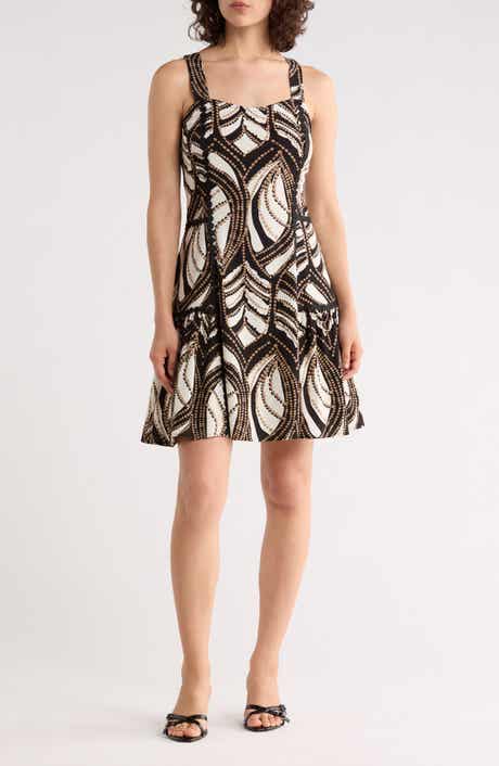 Ellen Tracy Dot Lace Trim Minidress