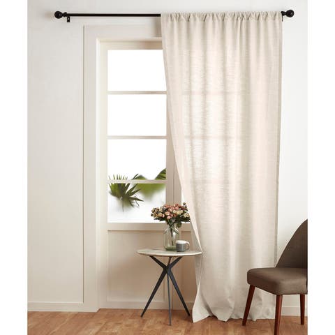 Linen Curtain with Light Filtering Rod Pocket for Living Room, Bedroom
