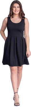 24seven Comfort Apparel Sleeveless Pleated Skater Dress with Pockets
