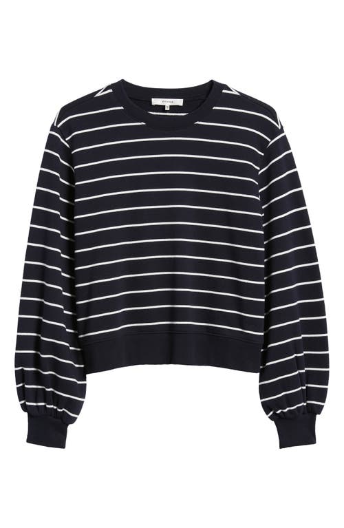 Frame Blouson Sleeve Sweatshirt In Navy Multi In Black