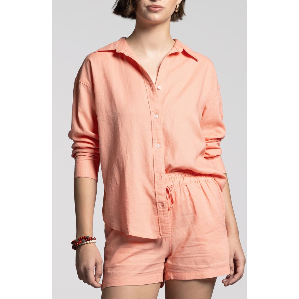Weekend Los Angeles Maxime Linen Blend Button-up Shirt In Muted Clay