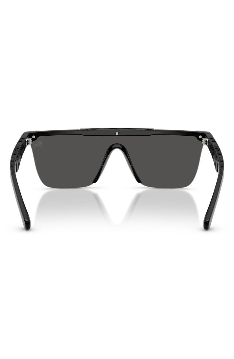 Burberry 141mm Rectangular Shield Sunglasses, Alternate, color, Black / Dark Grey