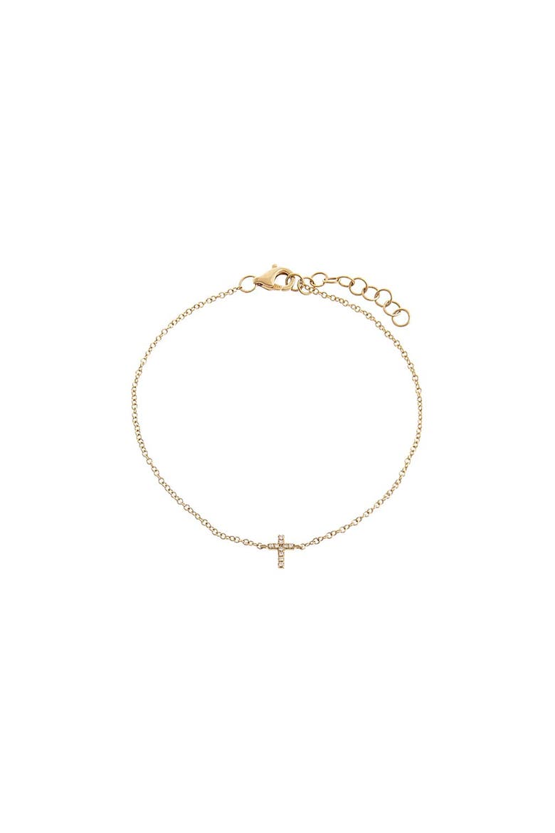 Diamond Tiny Cross Bracelet 14K, Main, color, 14K Gold