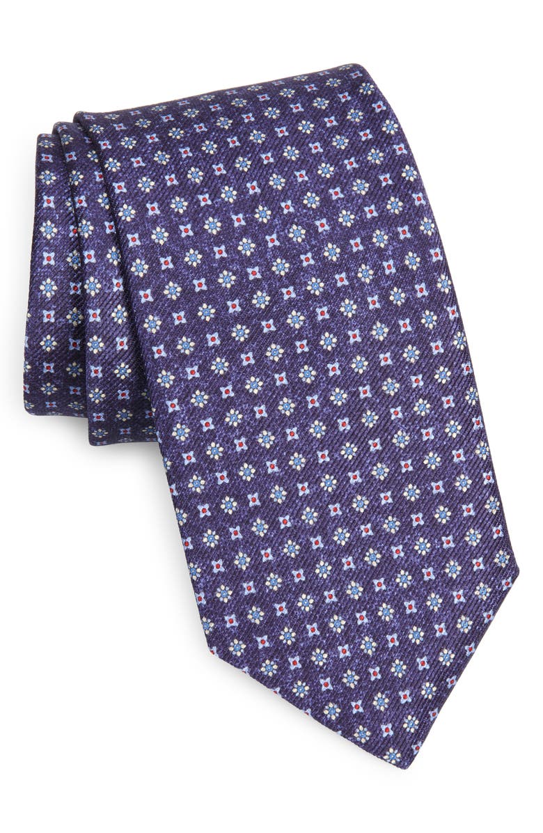 David Donahue Neat Floral Silk Tie, Main, color,