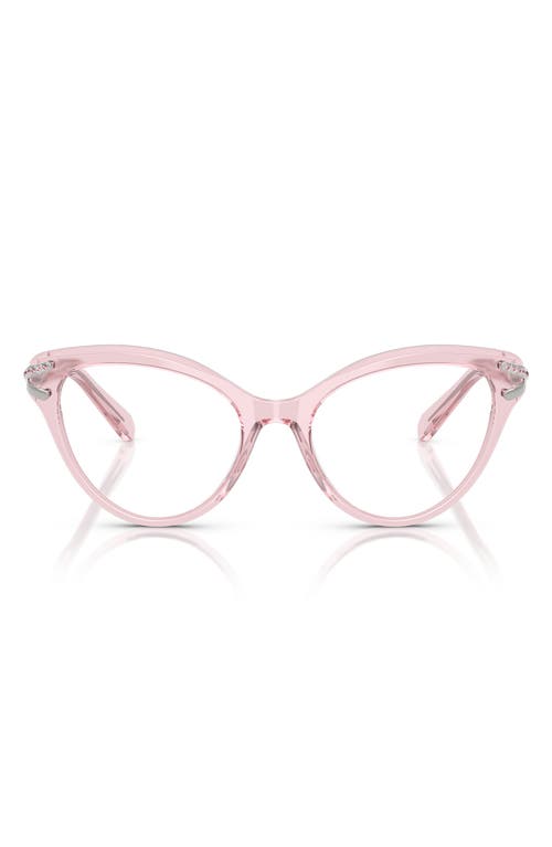 Swarovski 53mm Cat Eye Optical Glasses In Transparent Pink