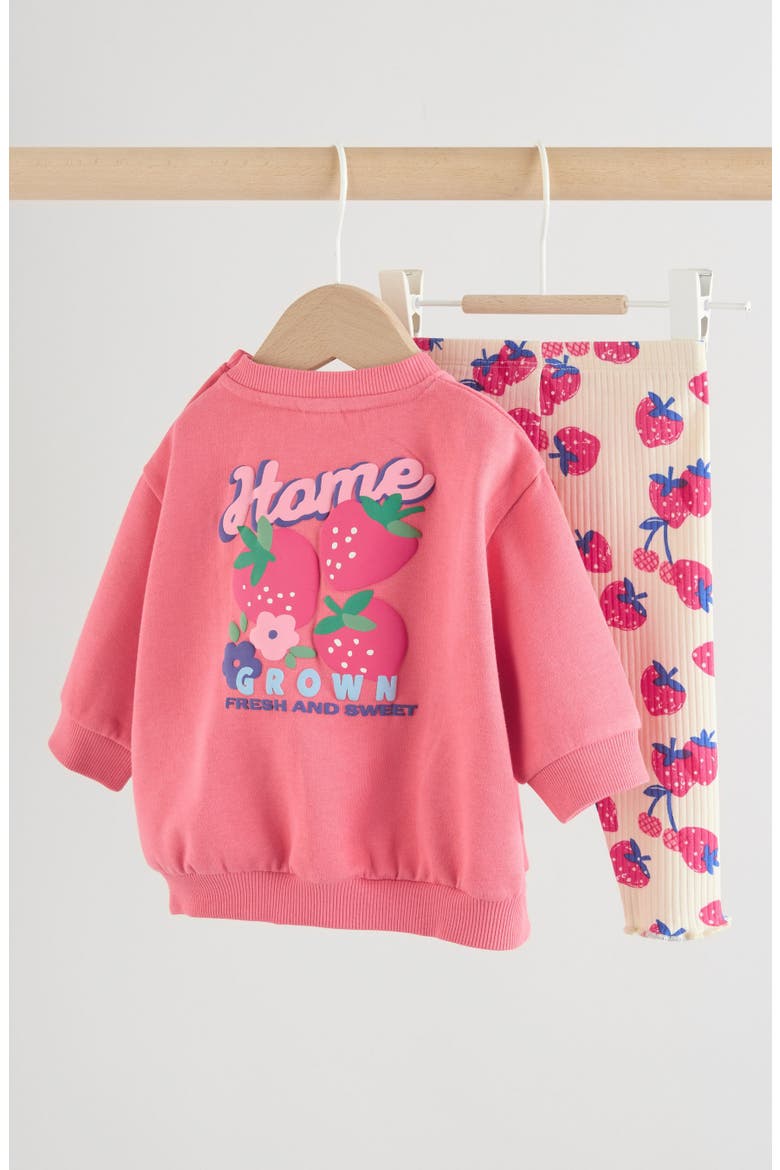Berry Sweatshirt & Leggings Set, Alternate, color, RED