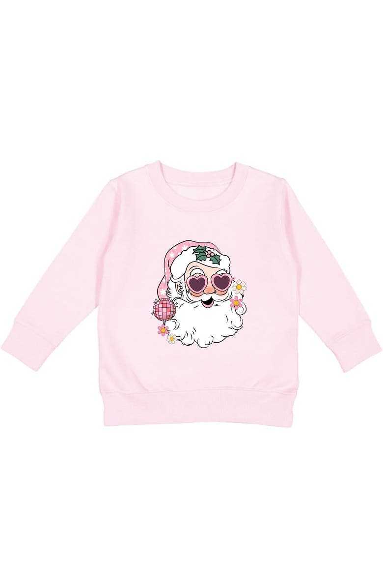 Sweet Wink Disco Santa Christmas Sweatshirt, Main, color, Ballet Pink
