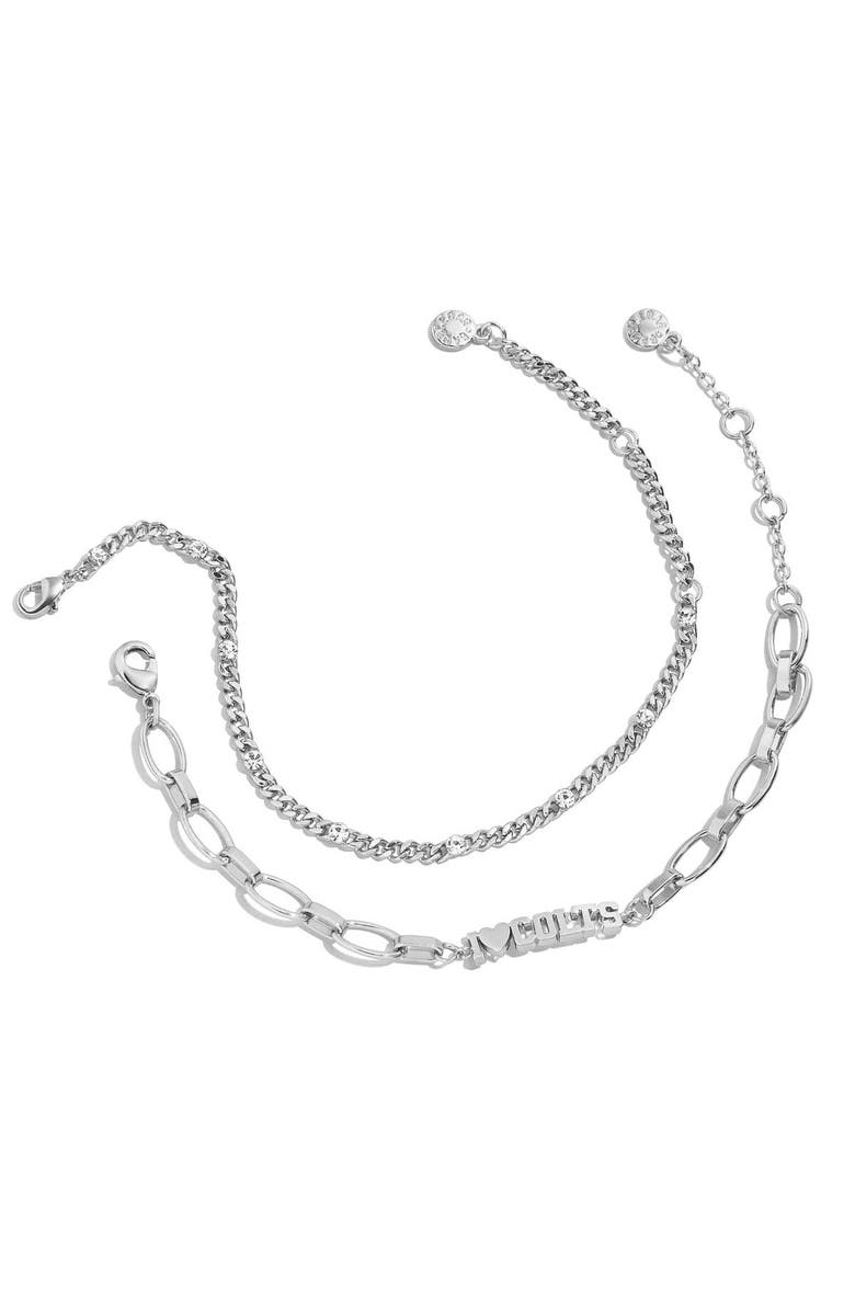 WEAR by Erin Andrews x Baublebar Silver Indianapolis Colts Linear Bracelet Set, Main, color,