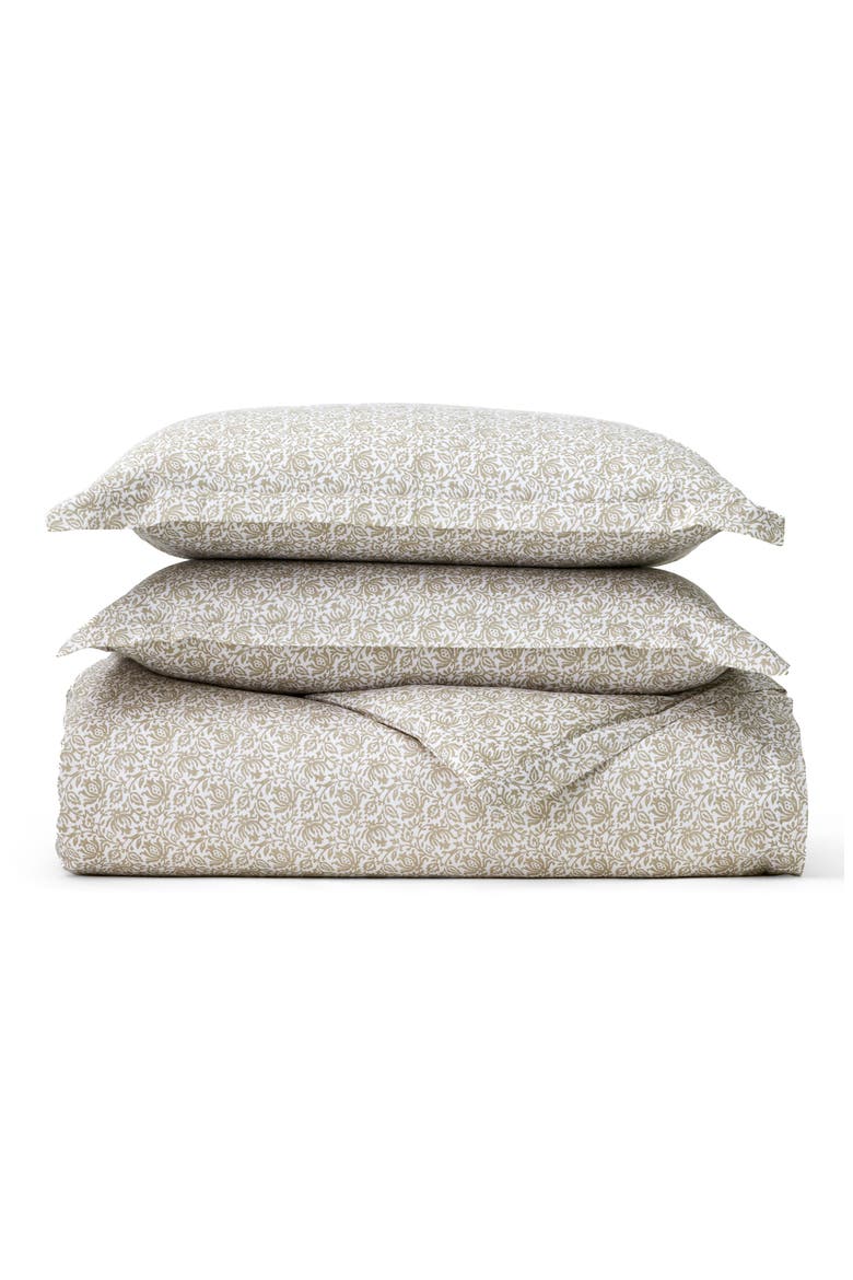 Signature Cotton Bloom Duvet Set, Main, color, WHITE/ OAK