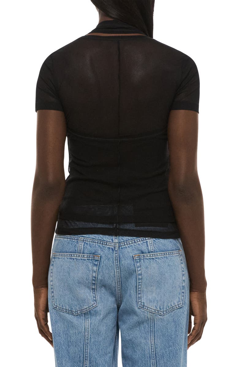 Helmut Lang Layered Mesh Top, Alternate, color, Black