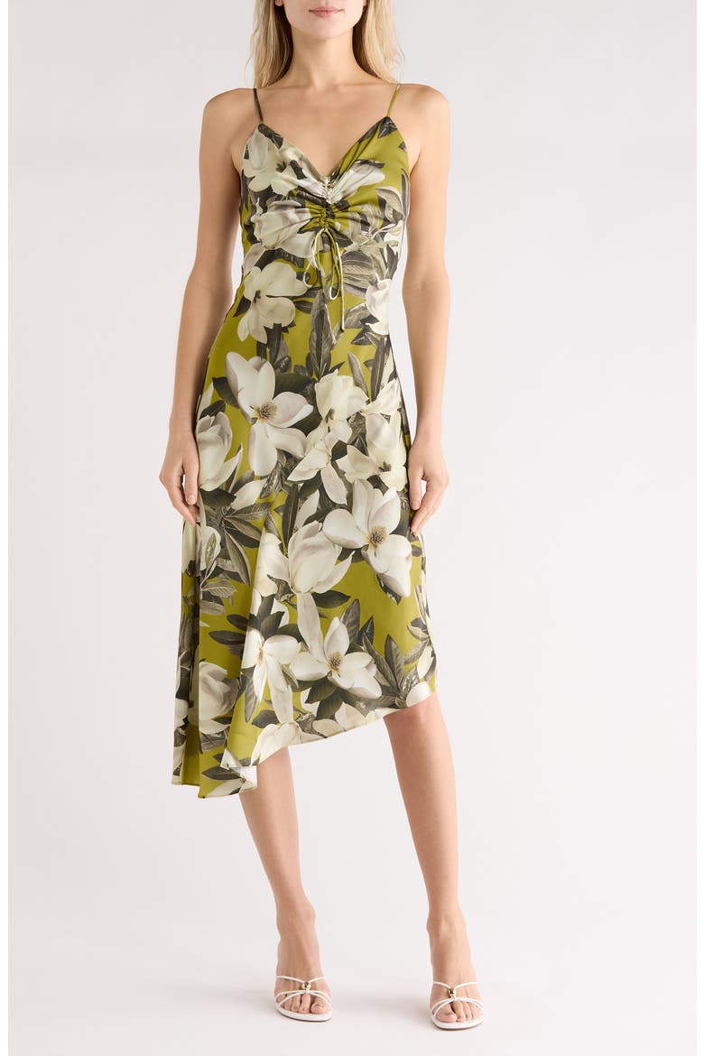 Alexia Floral Asymmetric Slipdress, Main, color, REVIVE STEM GREEN